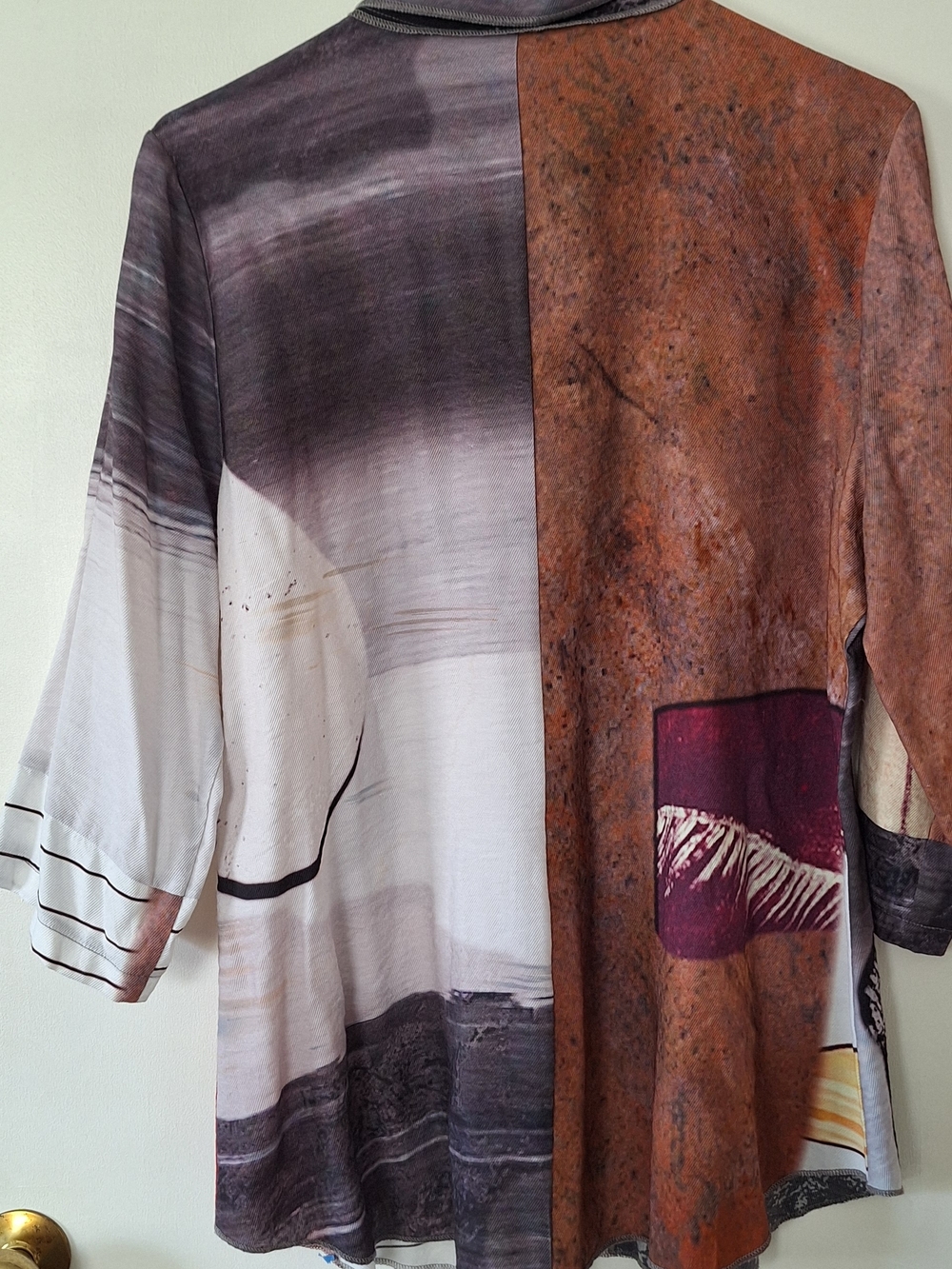 Abstract Print Women's Button-Up Jacket - Multi/Neutral - Picture 2 of 2